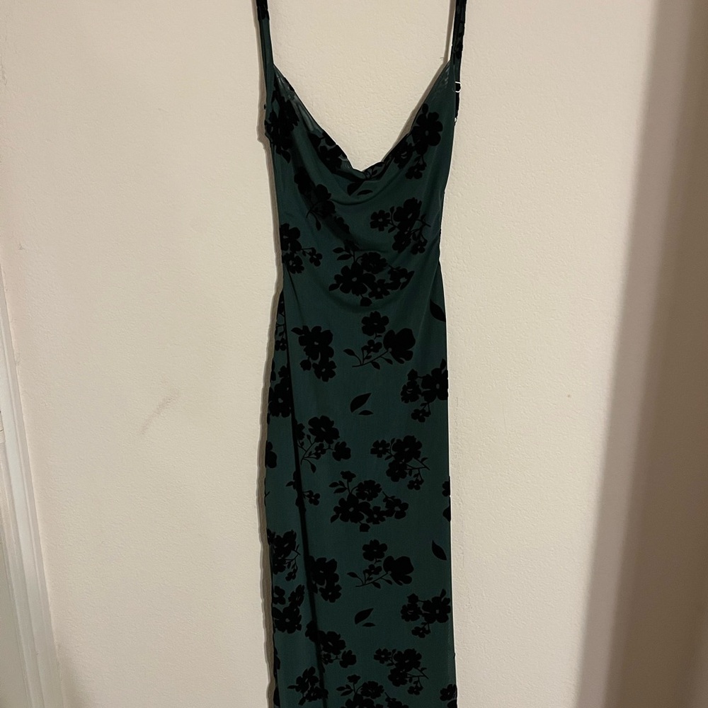 Green and Black Floral Dress